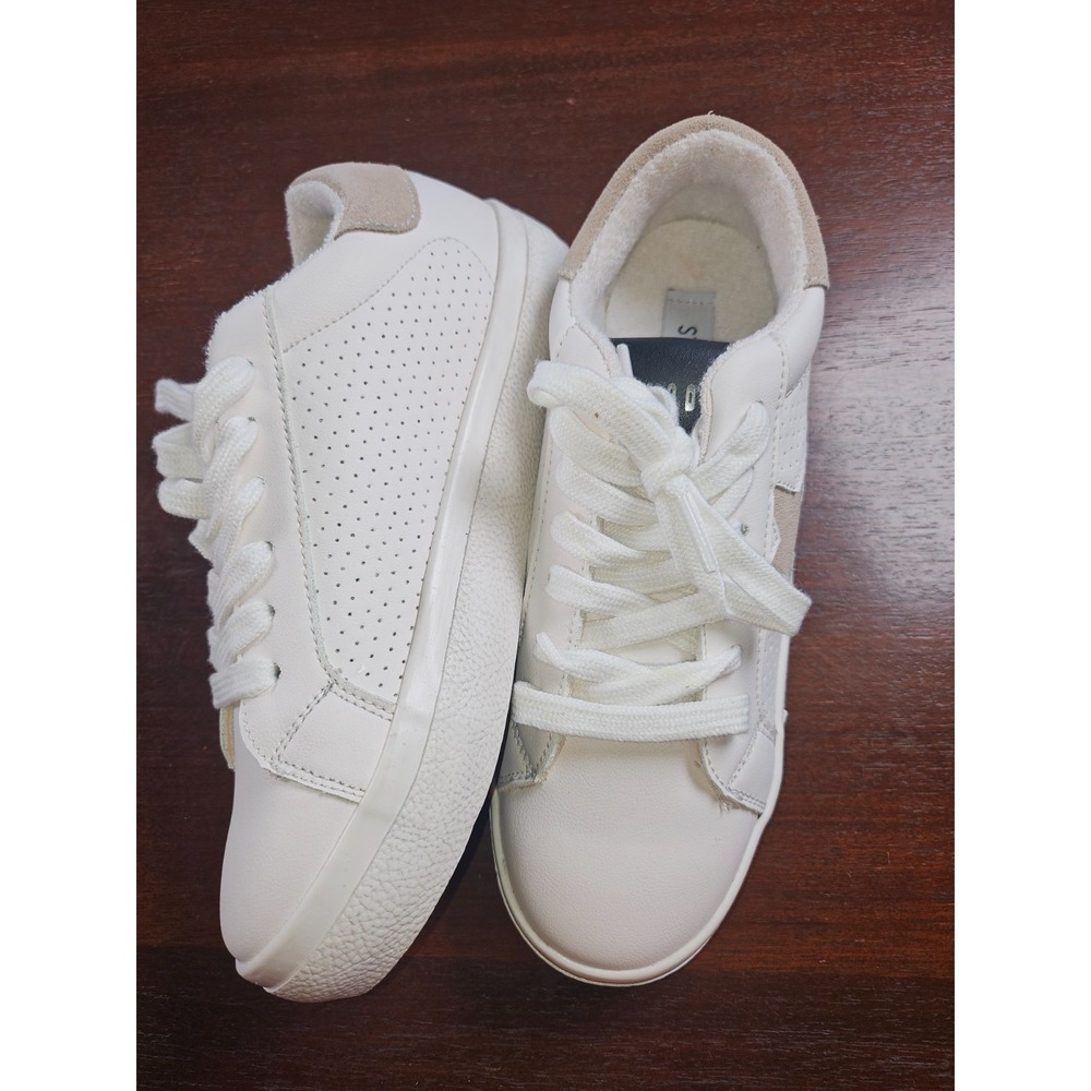 Steve Madden Starling White Multi Suede Tan Suede Star Leather Sneakers Size 6 M - Picture 6 of 9